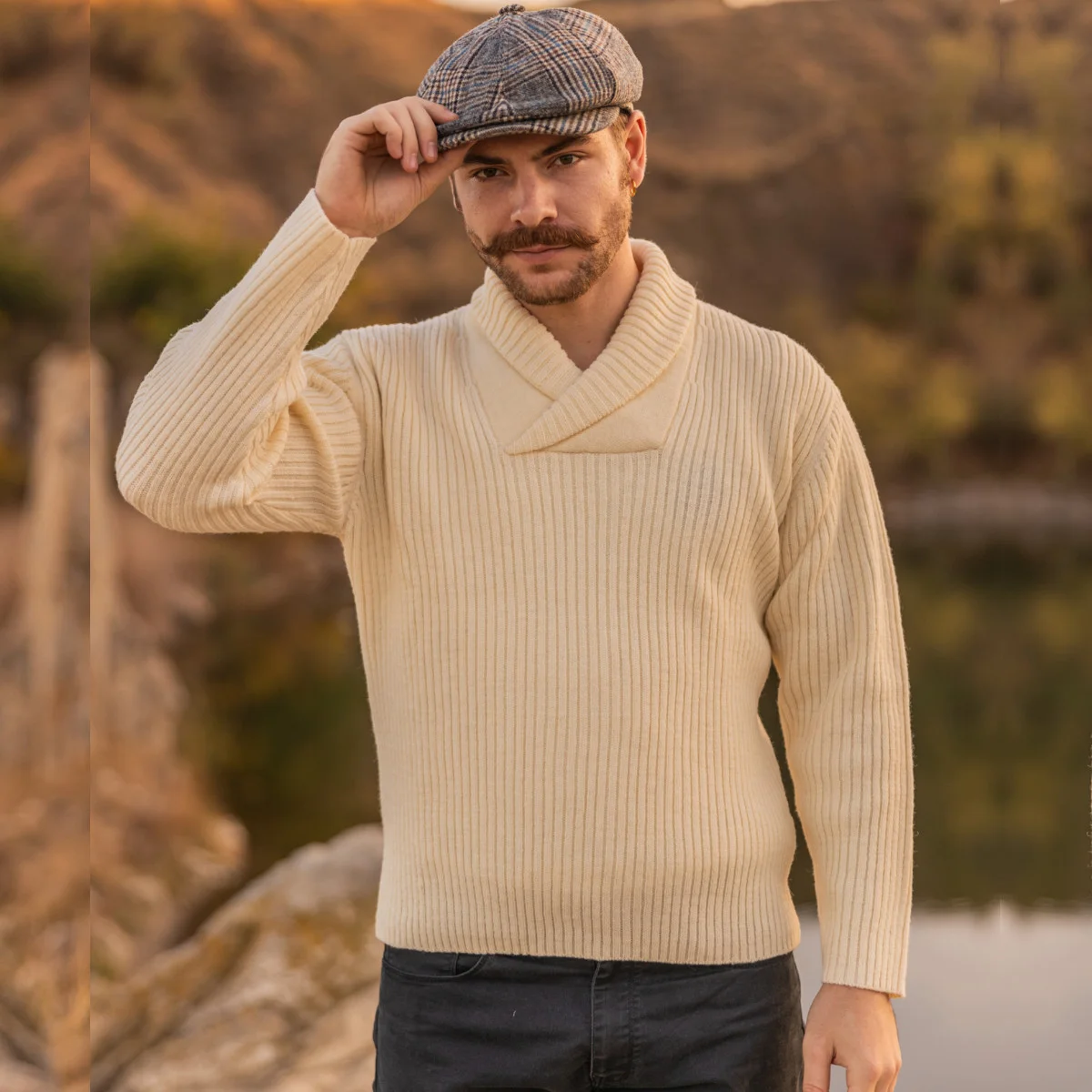 Men's Shawl Collar Fisherman Sweater - Image 4 | Lily's Pad Studio