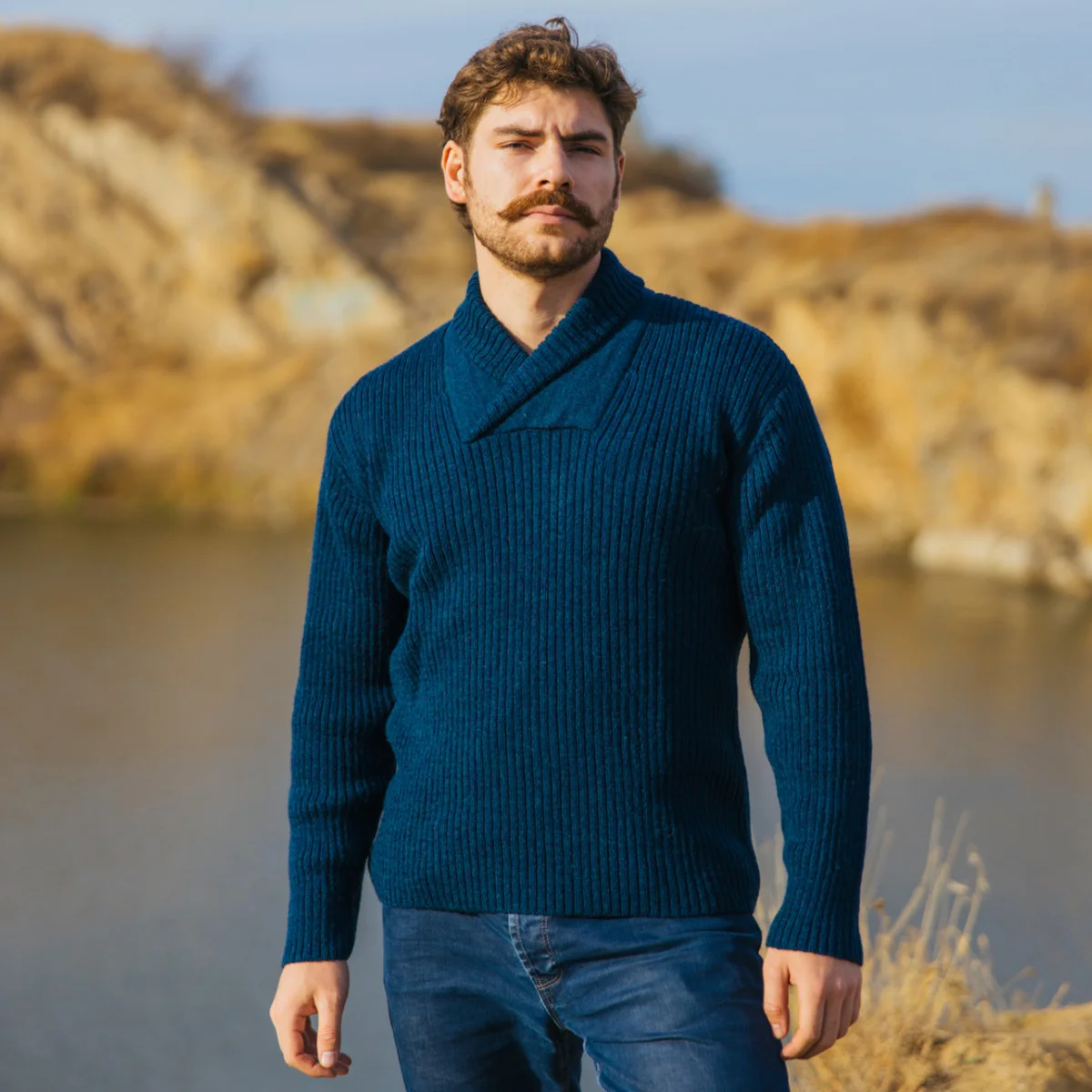 Men's Shawl Collar Fisherman Sweater - Image 5 | Lily's Pad Studio