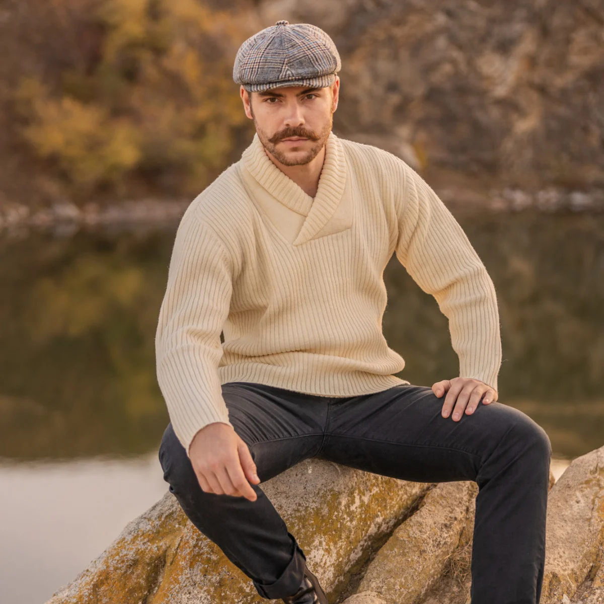 Men's Shawl Collar Fisherman Sweater - Image 6 | Lily's Pad Studio