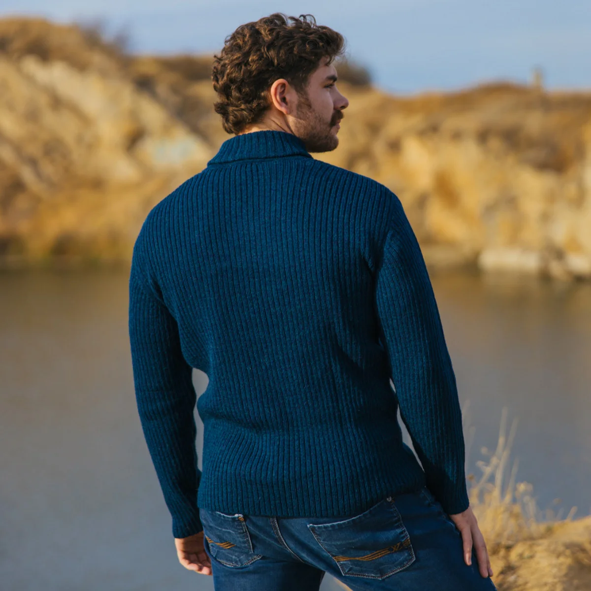 Men's Shawl Collar Fisherman Sweater - Image 9 | Lily's Pad Studio