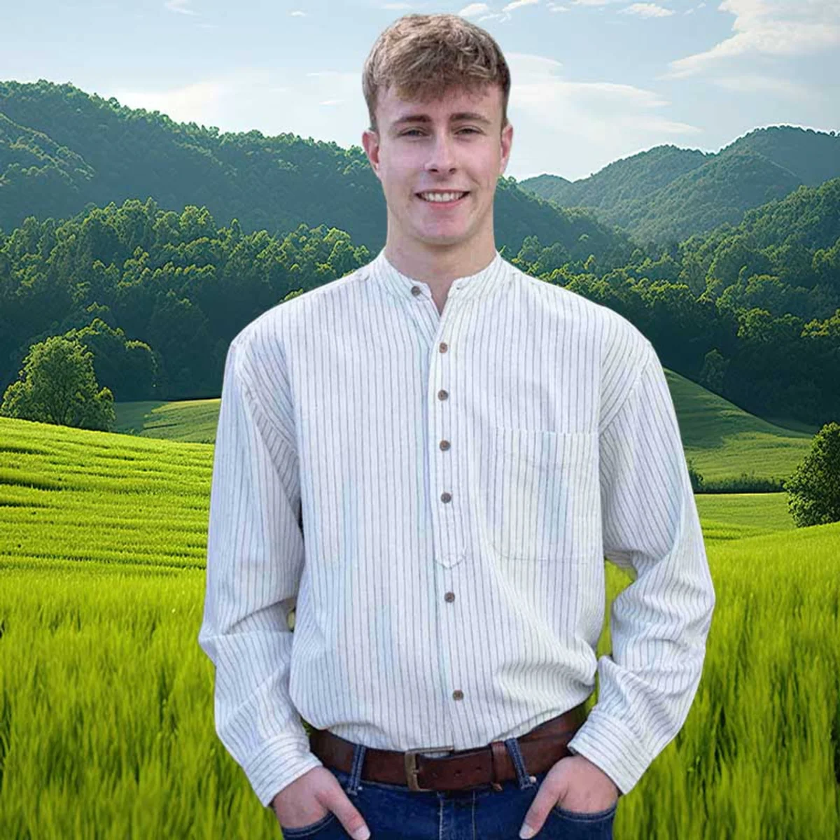 Men's Traditional Irish Grandfather Cotton Shirt - Image 5 | Lily's Pad Studio