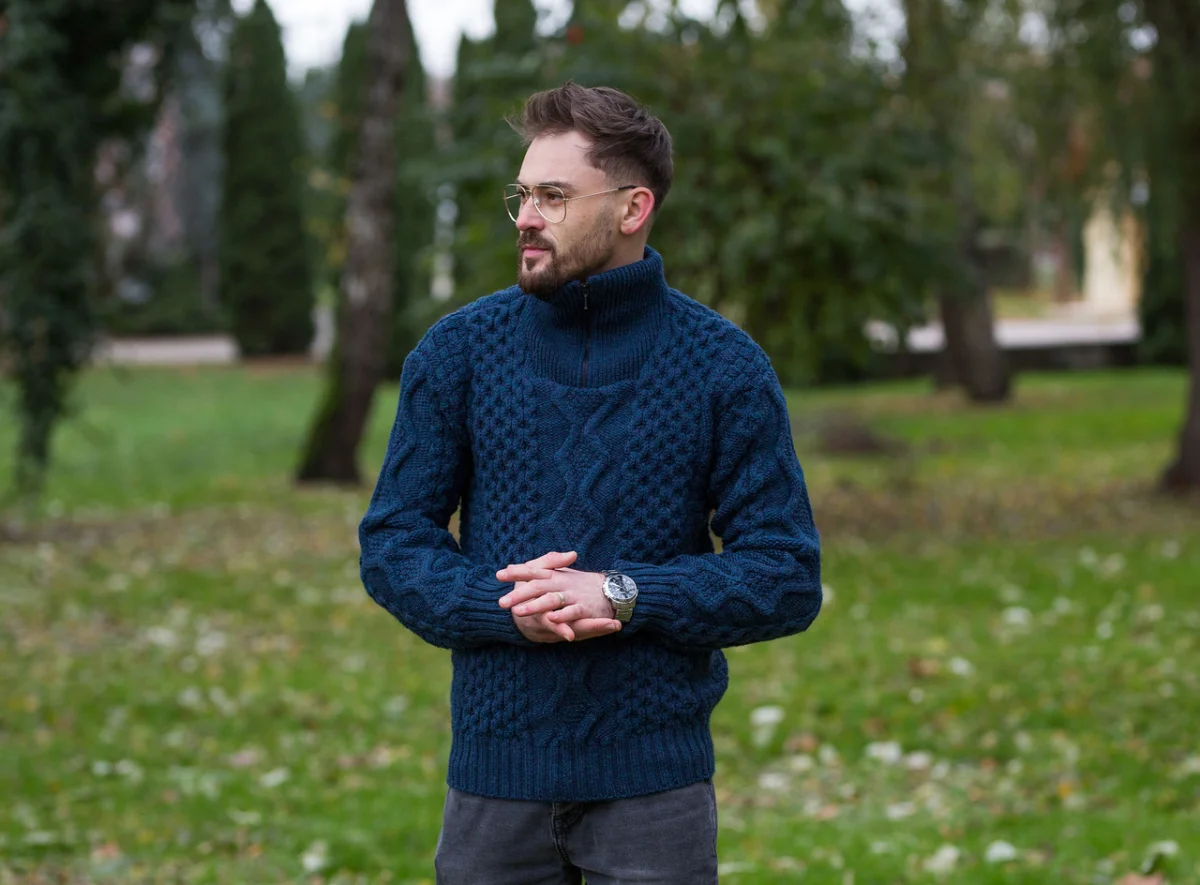 Men's Wool Half Zip Sweater - Image 3 | Lily's Pad Studio
