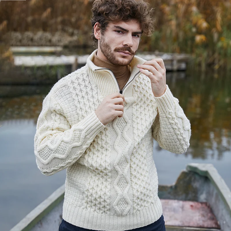 Men's Wool Half Zip Sweater - Image 4 | Lily's Pad Studio