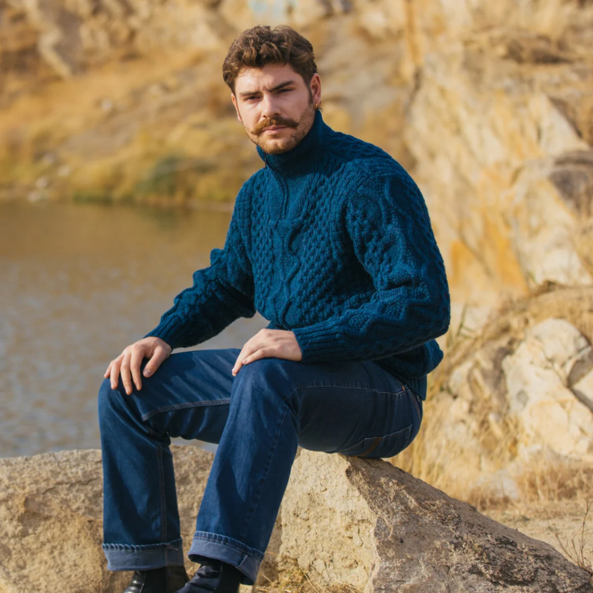 Men's Wool Half Zip Sweater - Image 11 | Lily's Pad Studio