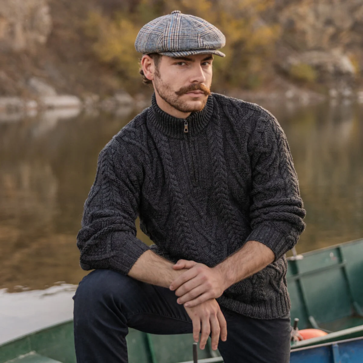 Merino Wool Aran Knit Men's Zip Sweater - Image 9 | Lily's Pad Studio