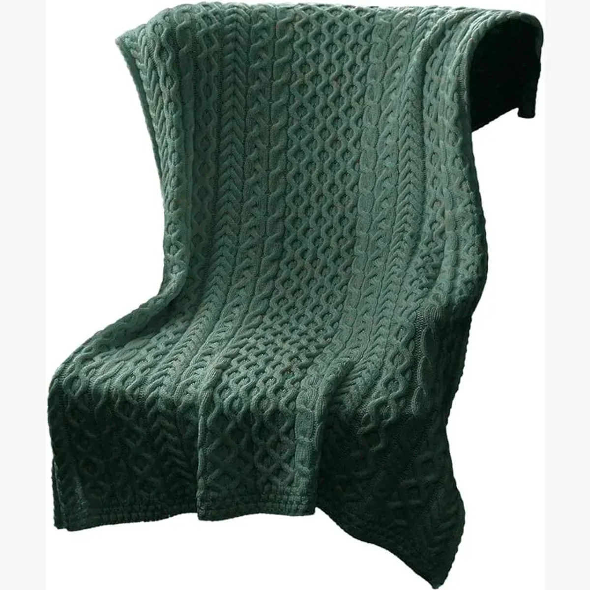 Merino Wool Heavy Cable Knit Throw Blanket | Cozy Irish Knit Wool Throw | Luxury Winter Home Decor - Image 2 | Lily's Pad Studio