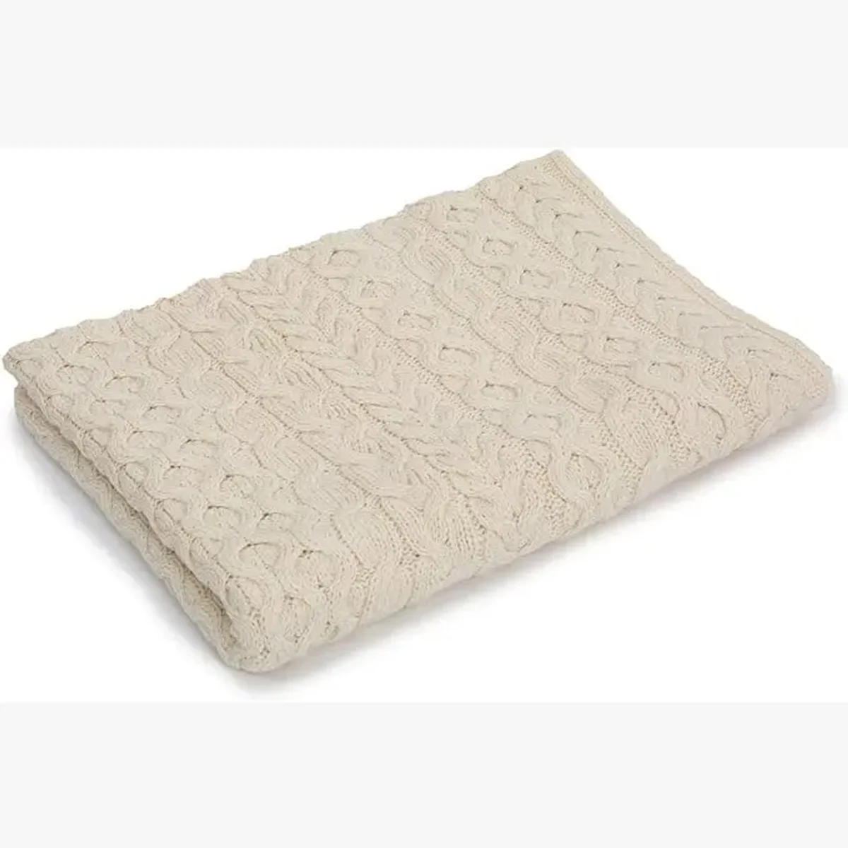Merino Wool Heavy Cable Knit Throw Blanket | Cozy Irish Knit Wool Throw | Luxury Winter Home Decor - Image 7 | Lily's Pad Studio