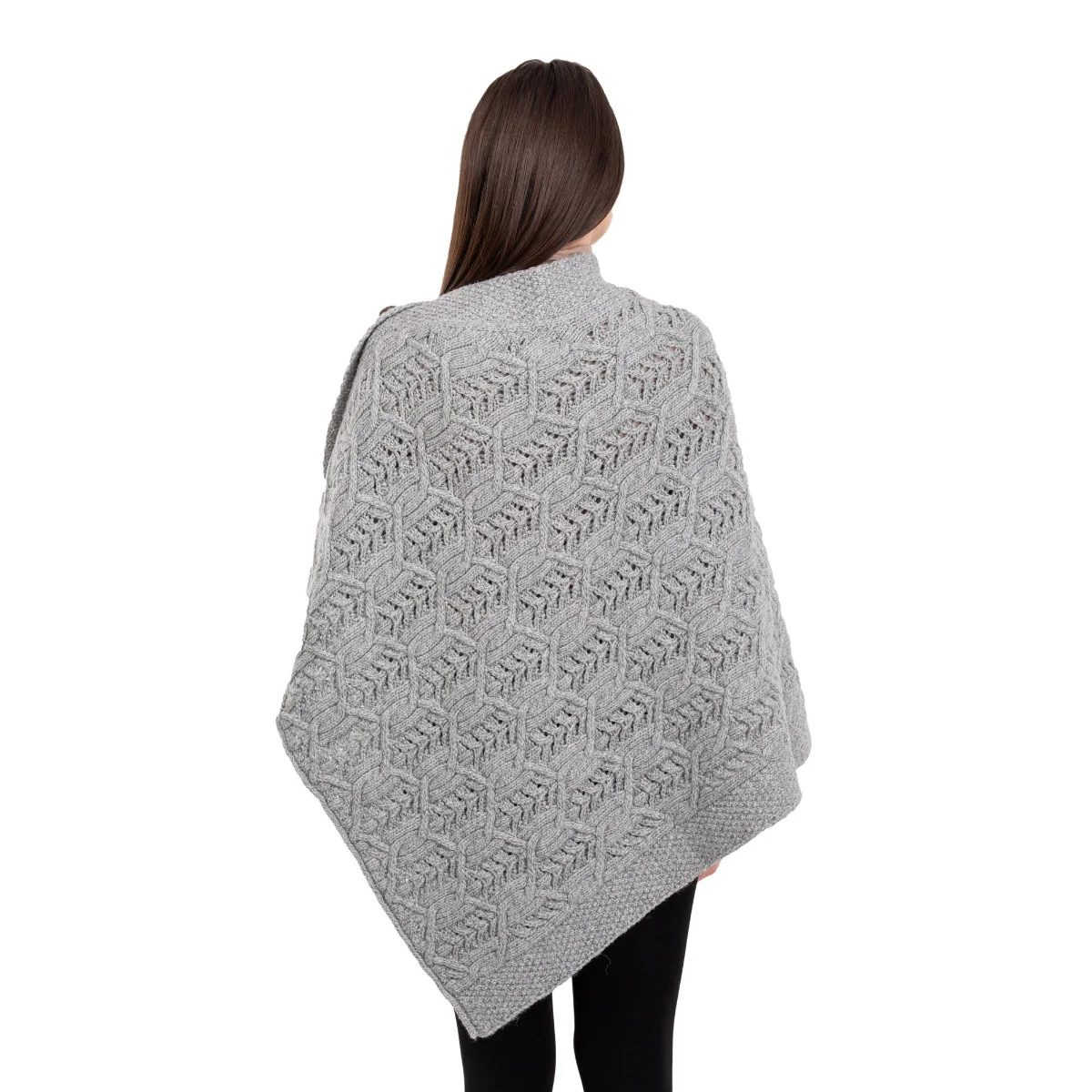 Merino Wool Ladies’ Poncho with Buttons – 100% Irish Merino Knit - Image 5 | Lily's Pad Studio
