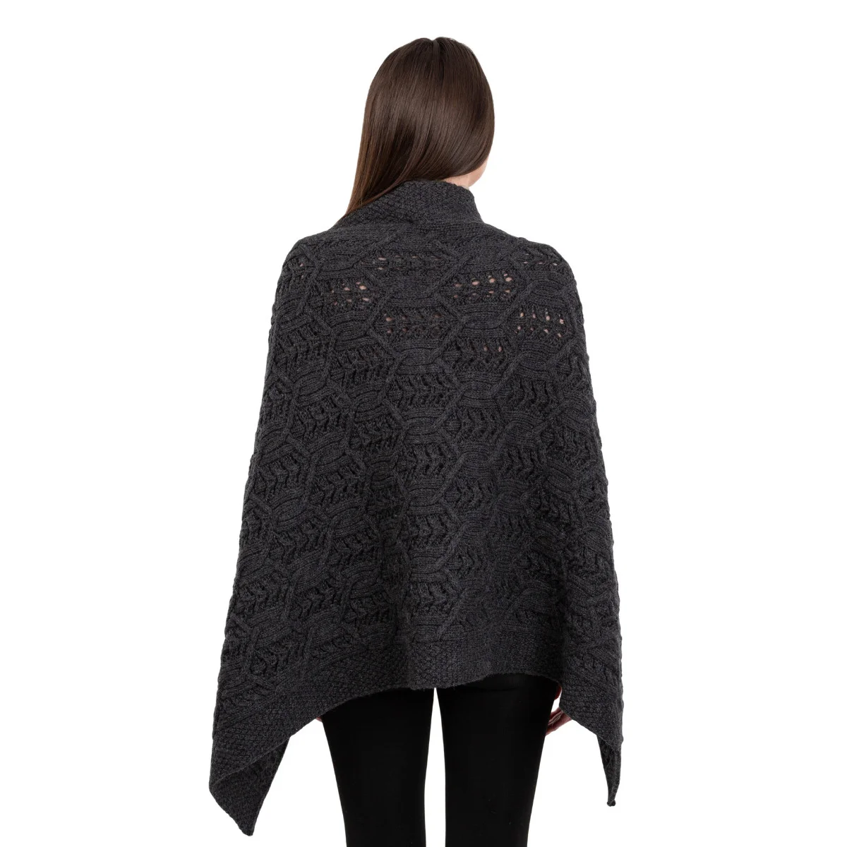 Merino Wool Ladies’ Poncho with Buttons – 100% Irish Merino Knit - Image 6 | Lily's Pad Studio