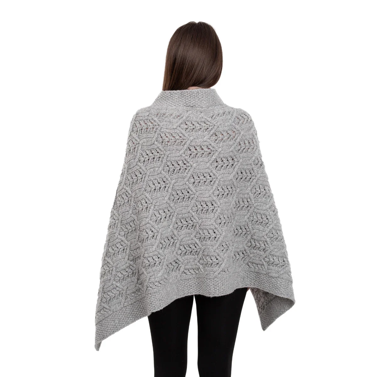Merino Wool Ladies’ Poncho with Buttons – 100% Irish Merino Knit - Image 8 | Lily's Pad Studio