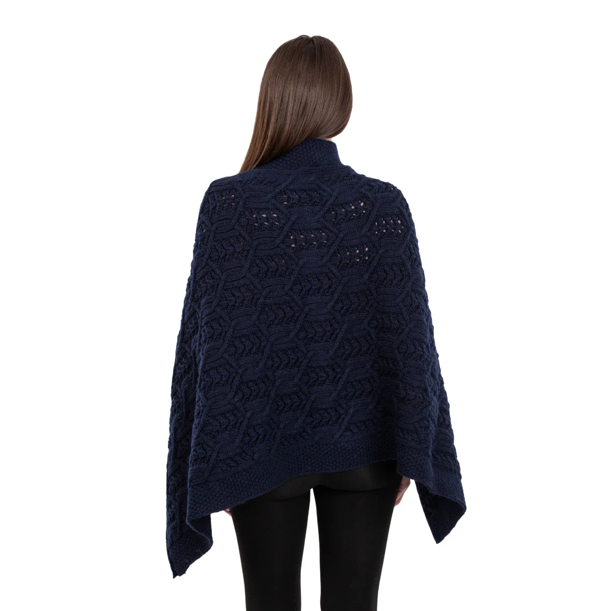 Merino Wool Ladies’ Poncho with Buttons – 100% Irish Merino Knit - Image 10 | Lily's Pad Studio