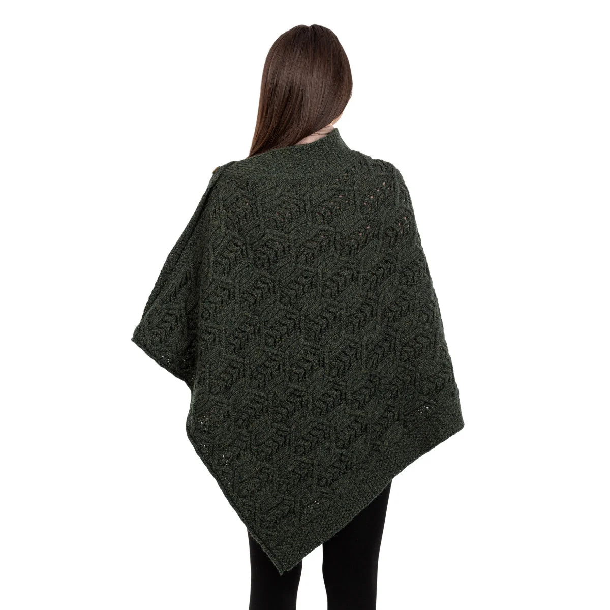 Merino Wool Ladies’ Poncho with Buttons – 100% Irish Merino Knit - Image 11 | Lily's Pad Studio