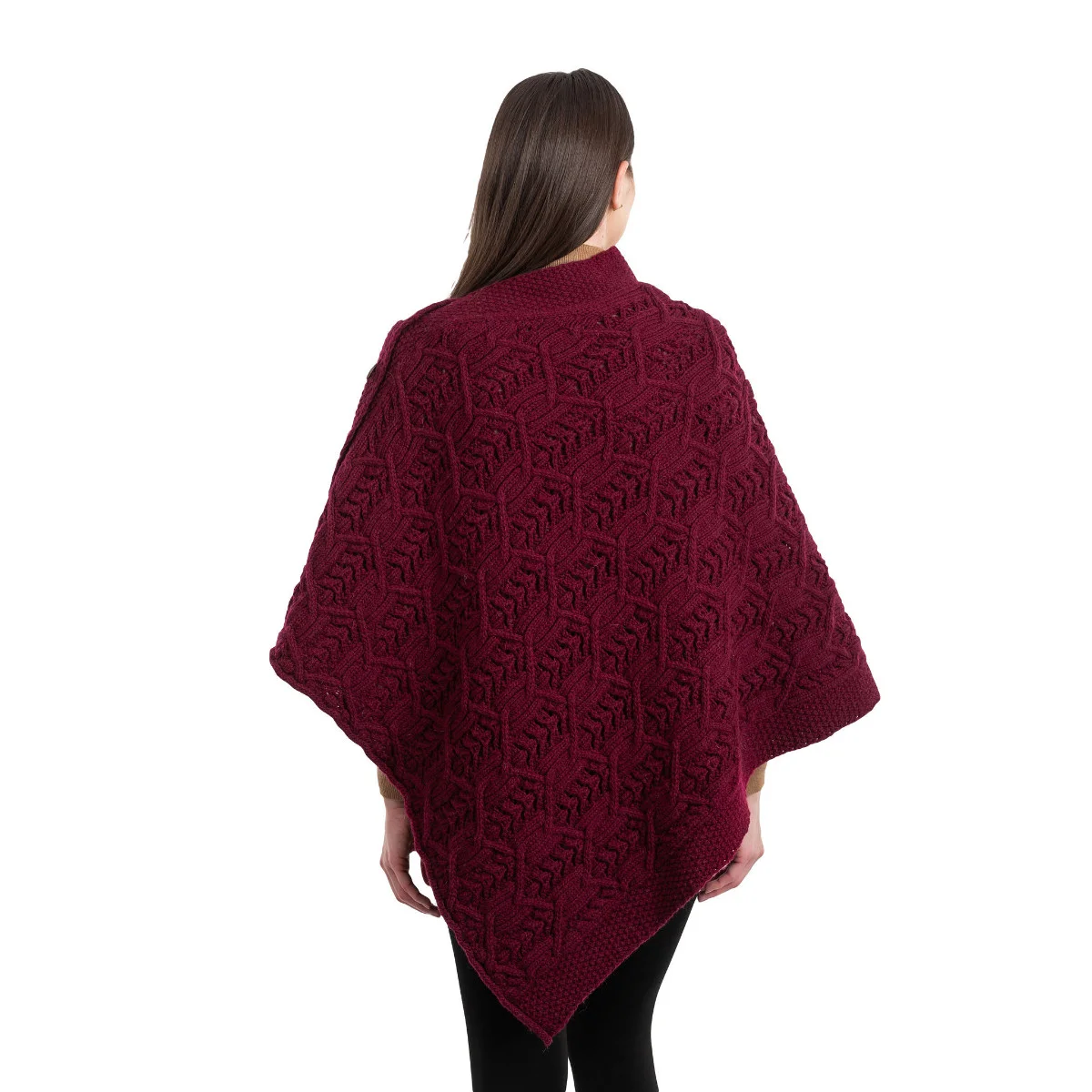 Merino Wool Ladies’ Poncho with Buttons – 100% Irish Merino Knit - Image 12 | Lily's Pad Studio
