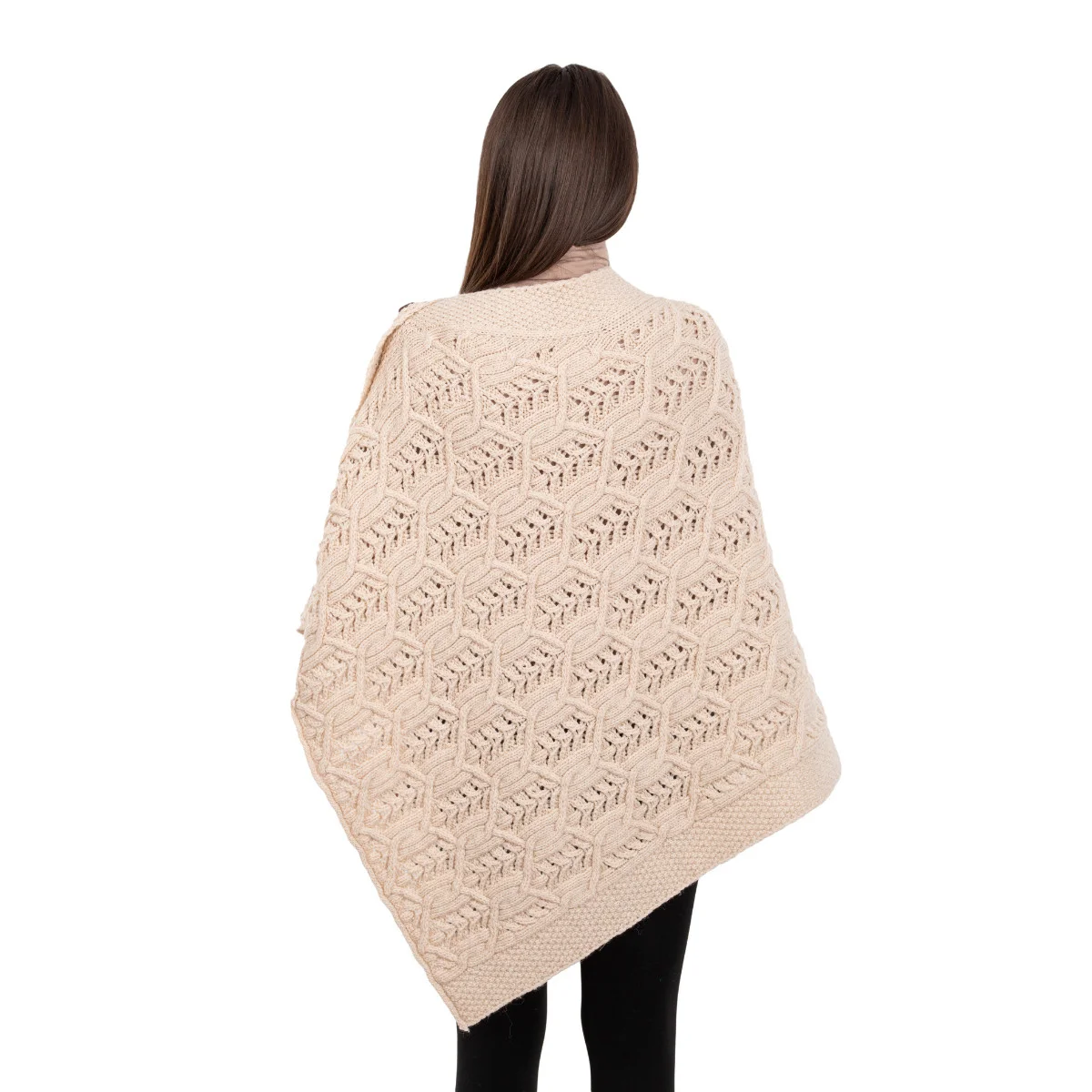 Merino Wool Ladies’ Poncho with Buttons – 100% Irish Merino Knit - Image 14 | Lily's Pad Studio