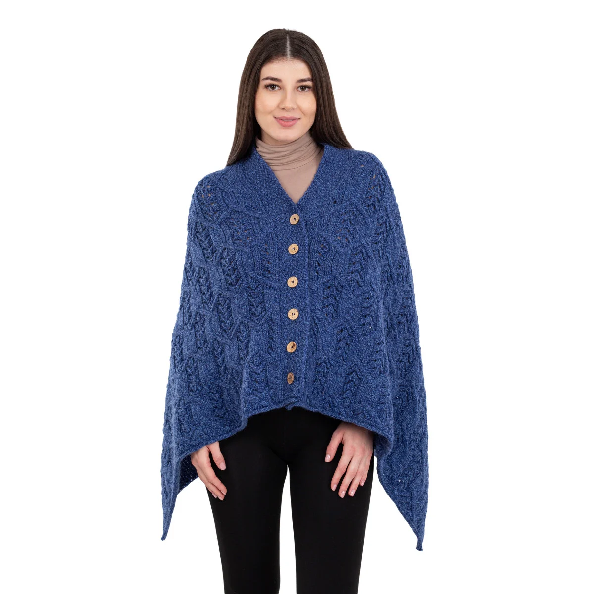 Merino Wool Ladies’ Poncho with Buttons – 100% Irish Merino Knit - Image 31 | Lily's Pad Studio