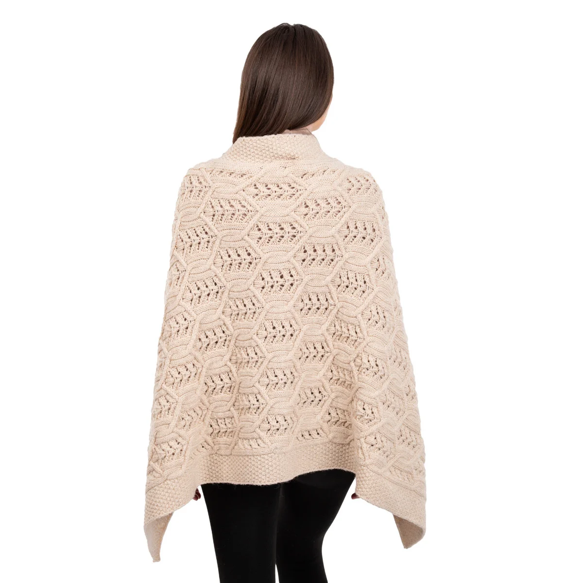 Merino Wool Ladies’ Poncho with Buttons – 100% Irish Merino Knit - Image 15 | Lily's Pad Studio