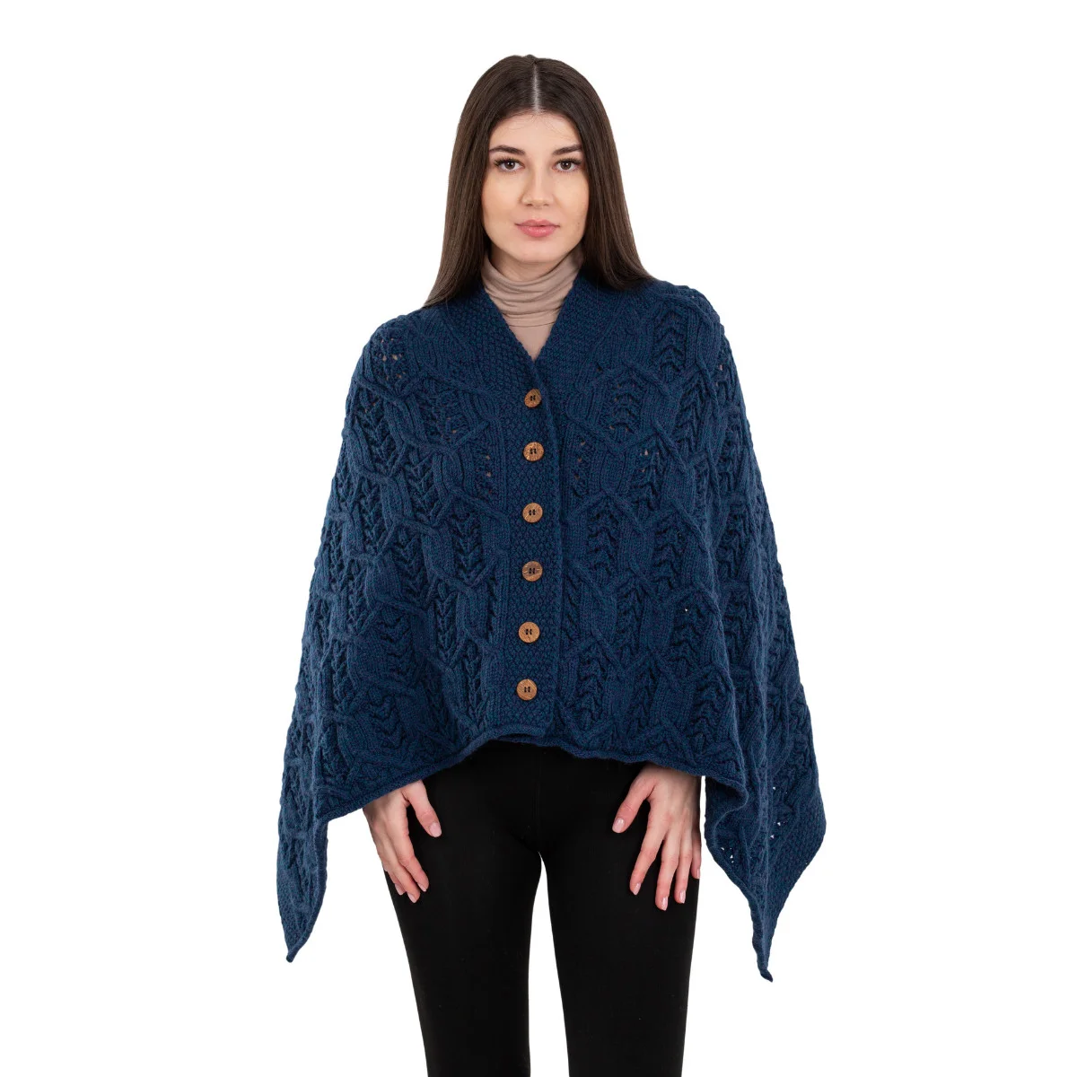Merino Wool Ladies’ Poncho with Buttons – 100% Irish Merino Knit - Image 33 | Lily's Pad Studio