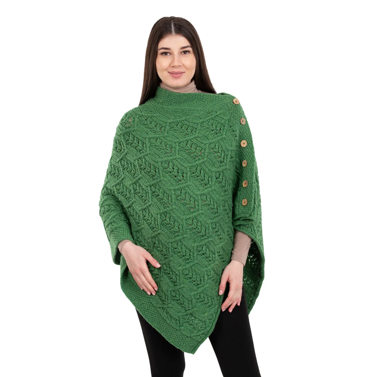 Merino Wool Ladies’ Poncho with Buttons – 100% Irish Merino Knit - Image 36 | Lily's Pad Studio