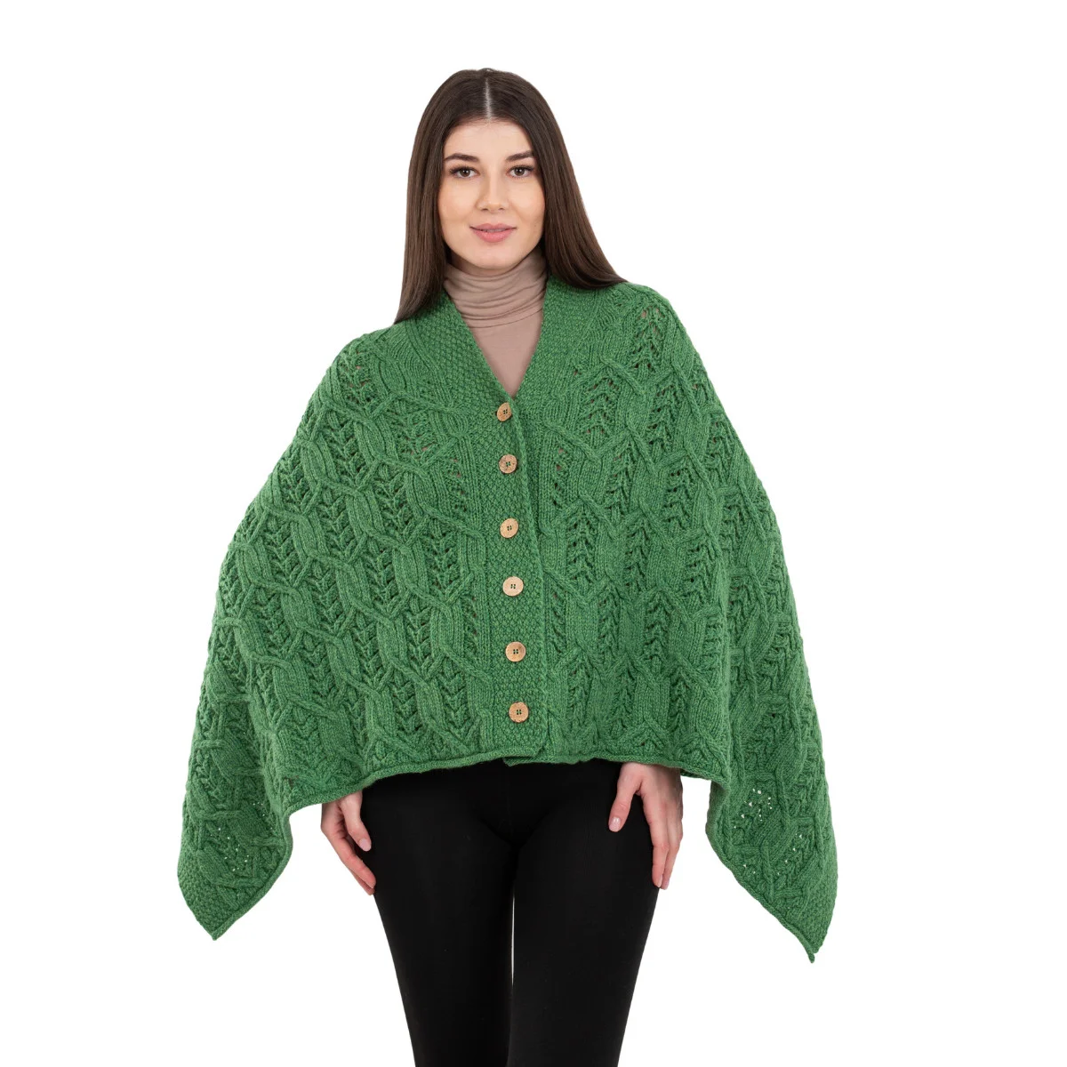 Merino Wool Ladies’ Poncho with Buttons – 100% Irish Merino Knit - Image 38 | Lily's Pad Studio
