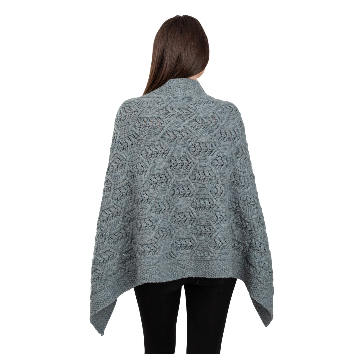 Merino Wool Ladies’ Poncho with Buttons – 100% Irish Merino Knit - Image 17 | Lily's Pad Studio