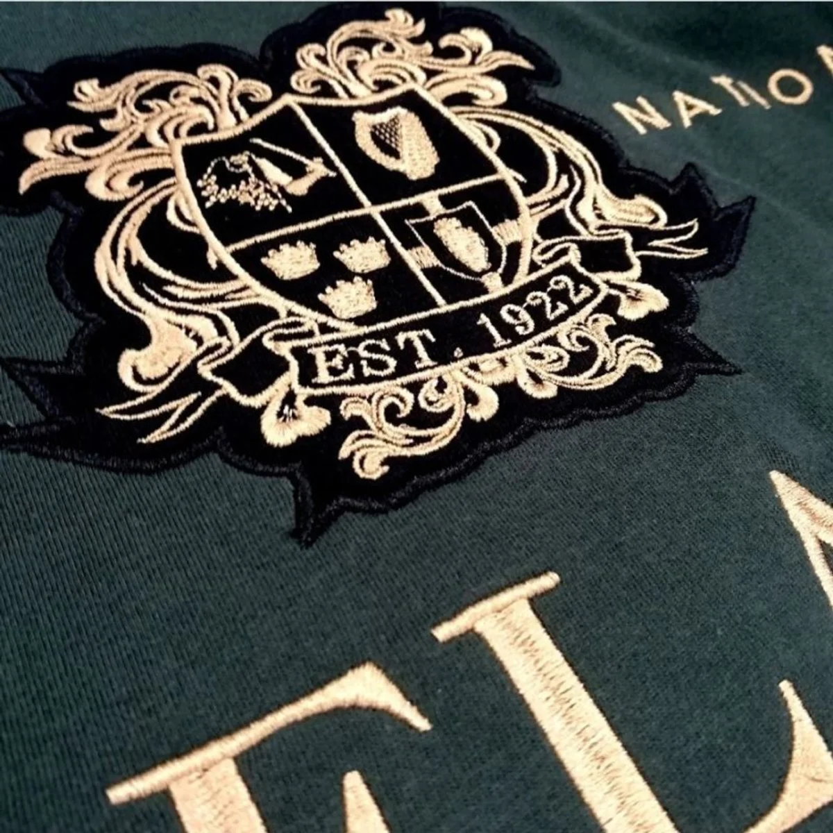 Mid Green Ireland Crest Embroidered Cotton T-Shirt - Image 3 | Lily's Pad Studio