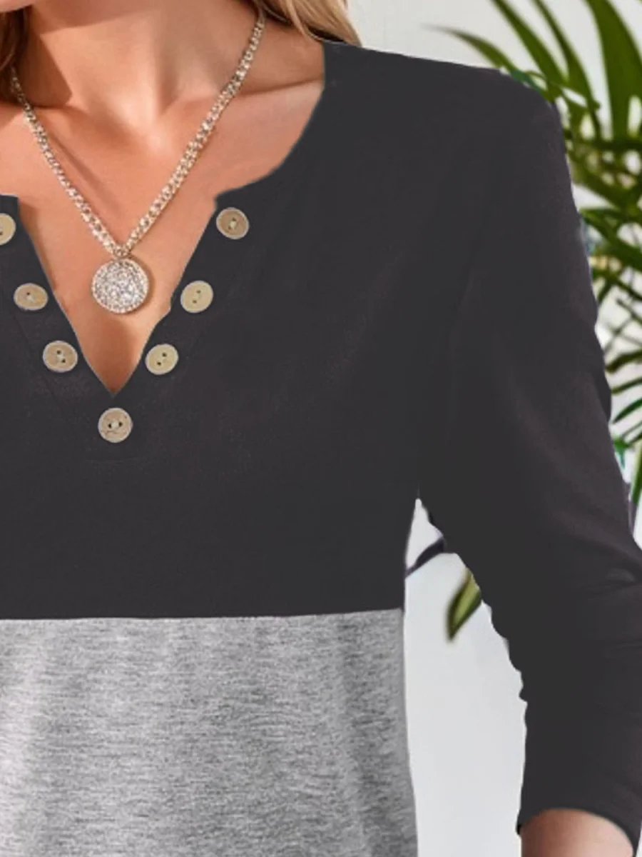 Notched Long Sleeve T-Shirt - Image 2 | Lily's Pad Studio