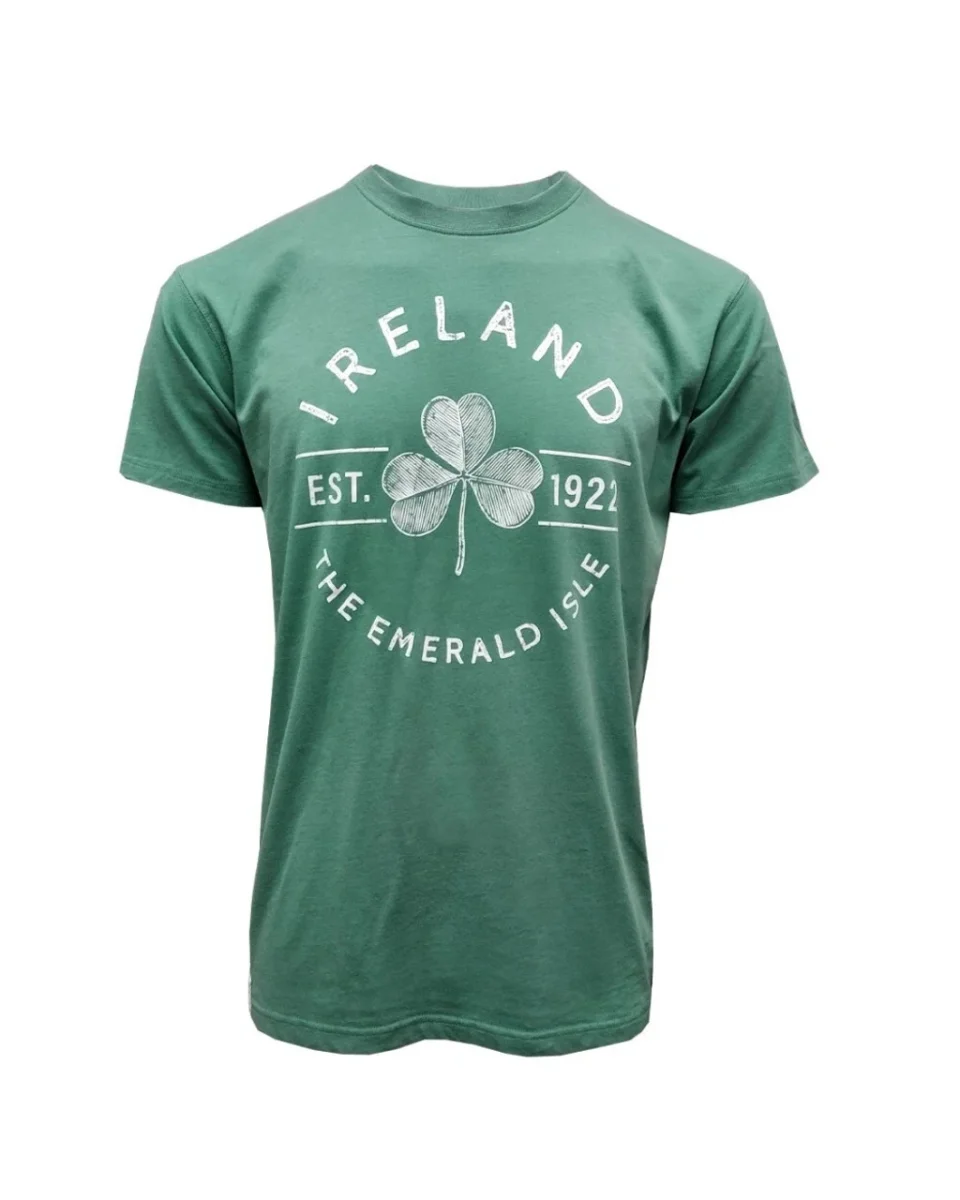 Ocean Green Shamrock Ireland Cotton T-Shirt - Image 1 | Lily's Pad Studio