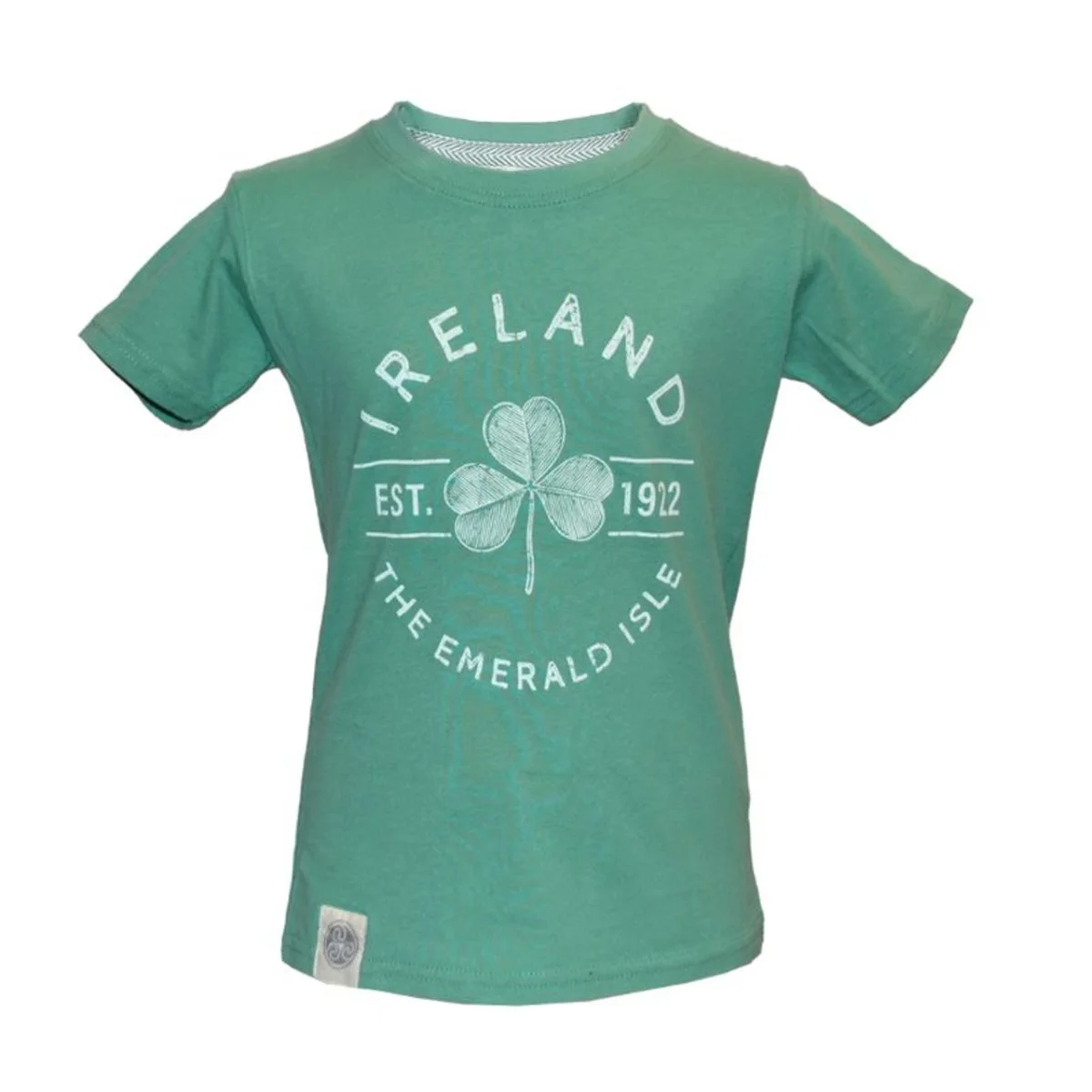 Ocean Green Shamrock Kids Cotton T-Shirt - Image 1 | Lily's Pad Studio