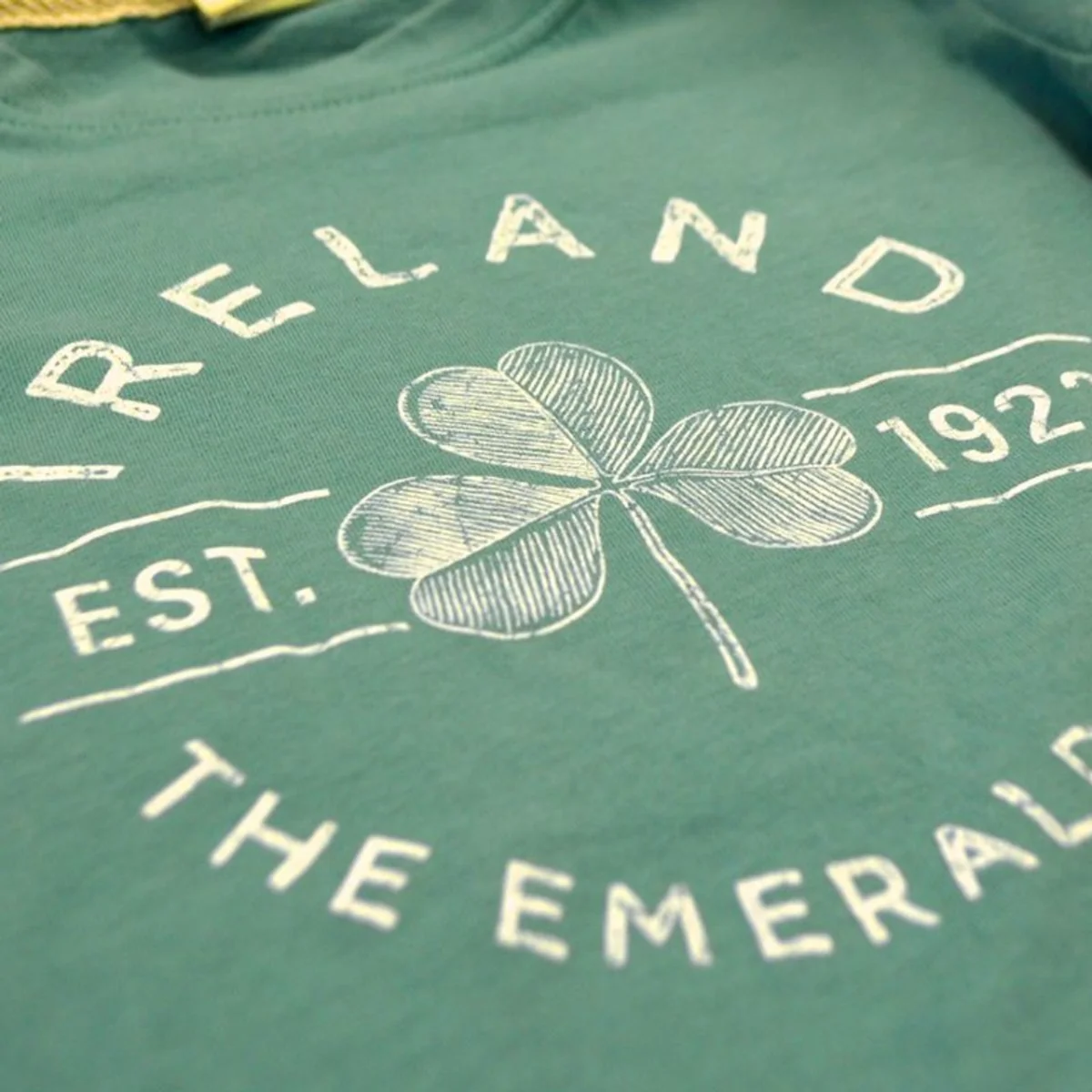 Ocean Green Shamrock Kids Cotton T-Shirt - Image 2 | Lily's Pad Studio