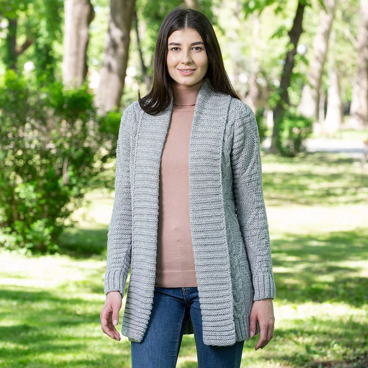 Open Front Cable Knit Cardigan - Image 2 | Lily's Pad Studio