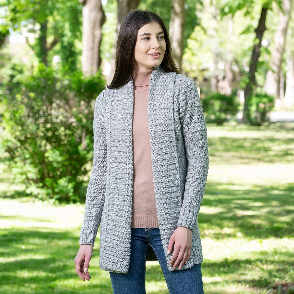 Open Front Cable Knit Cardigan - Image 4 | Lily's Pad Studio