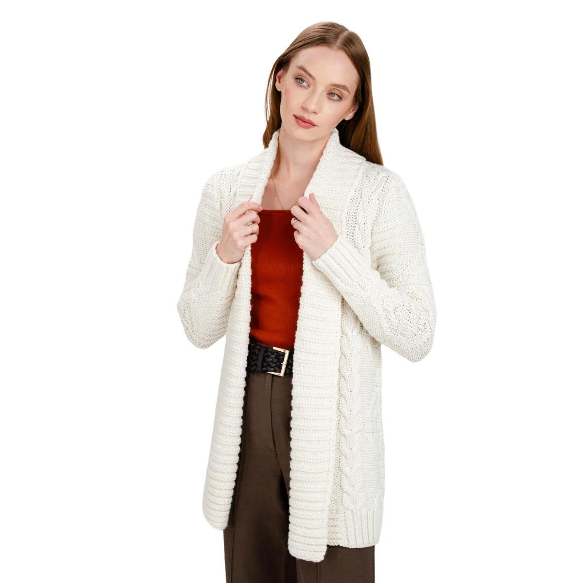 Open Front Cable Knit Cardigan - Image 7 | Lily's Pad Studio
