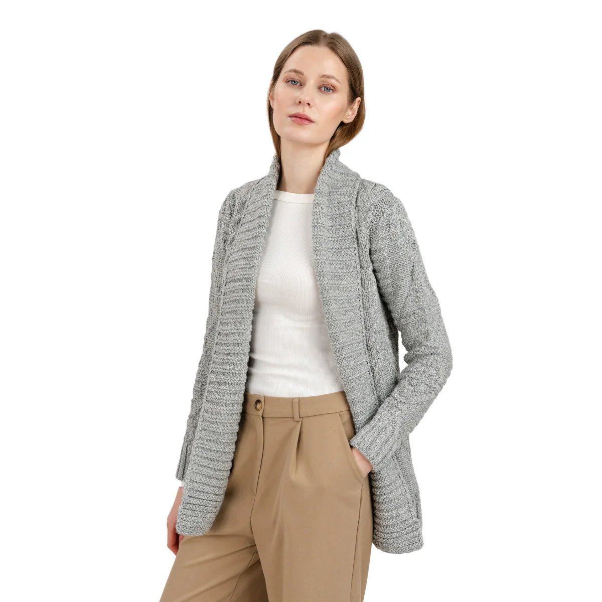 Open Front Cable Knit Cardigan - Image 8 | Lily's Pad Studio