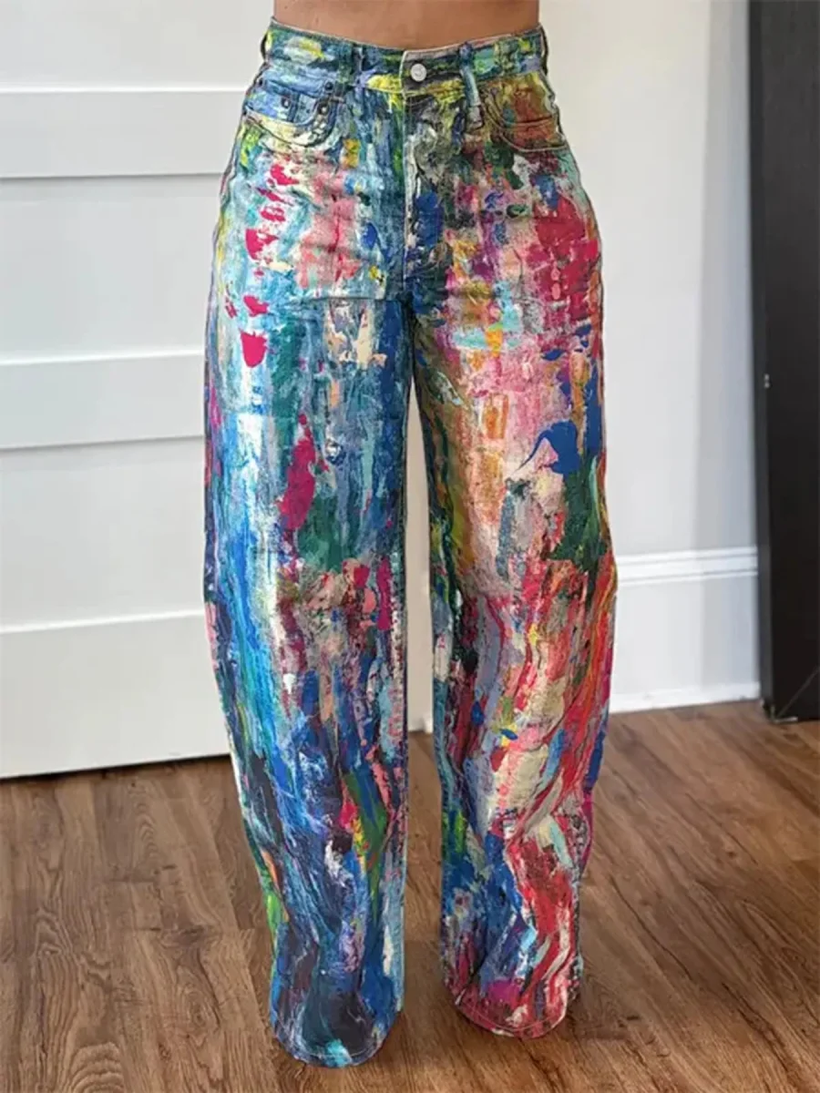 Painted Wide Leg Pants - Lady's Bottoms | Lily's Pad Studio