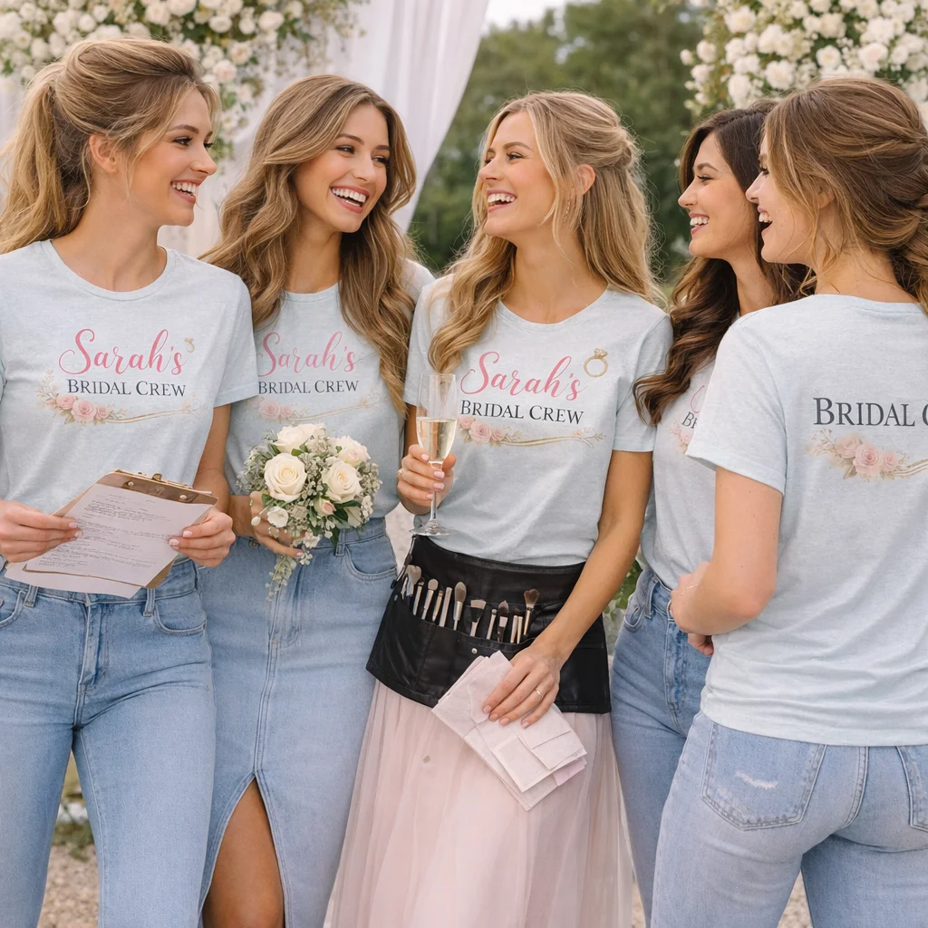 Personalized Bridal Crew T-Shirt | Floral Bachelorette Party Tee | Lily's Pad Studio