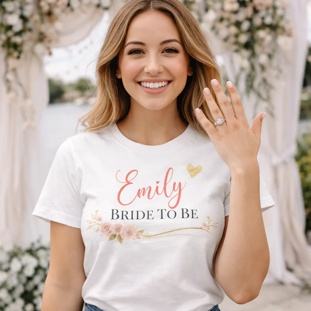 Personalized Bride To Be T-Shirt | Floral Bachelorette Tee - Image 1 | Lily's Pad Studio