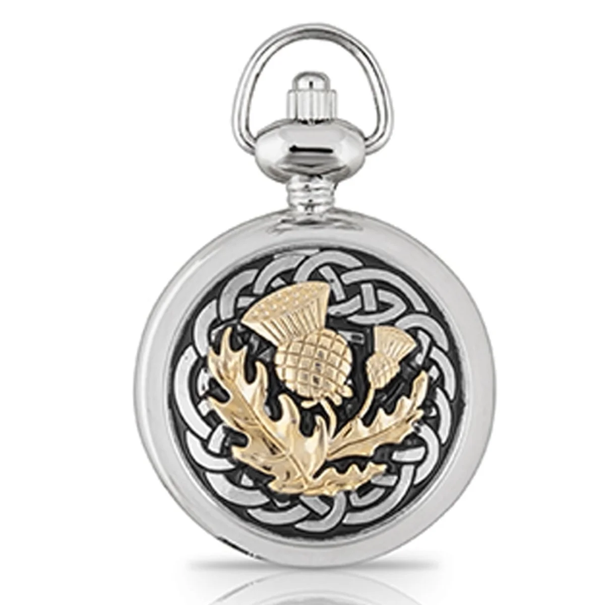 Pewter Thistle Quartz Pocket Watch – Celtic Scottish Heritage Timepiece - Image 4 | Lily's Pad Studio