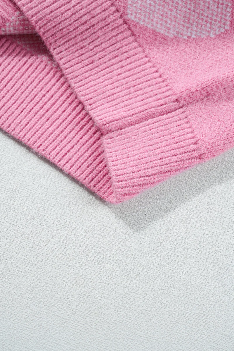 Pink Pearled Heart Print Valentines Crew Neck Sweater - Image 12 | Lily's Pad Studio