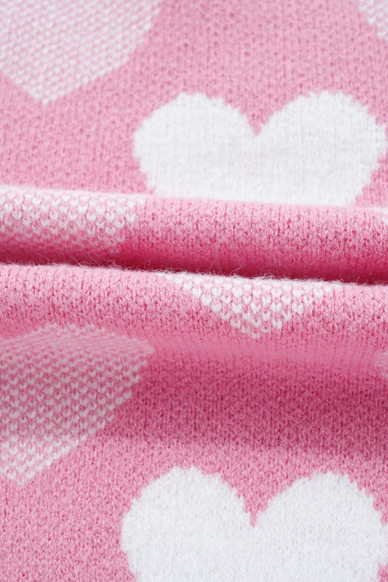 Pink Pearled Heart Print Valentines Crew Neck Sweater - Image 14 | Lily's Pad Studio