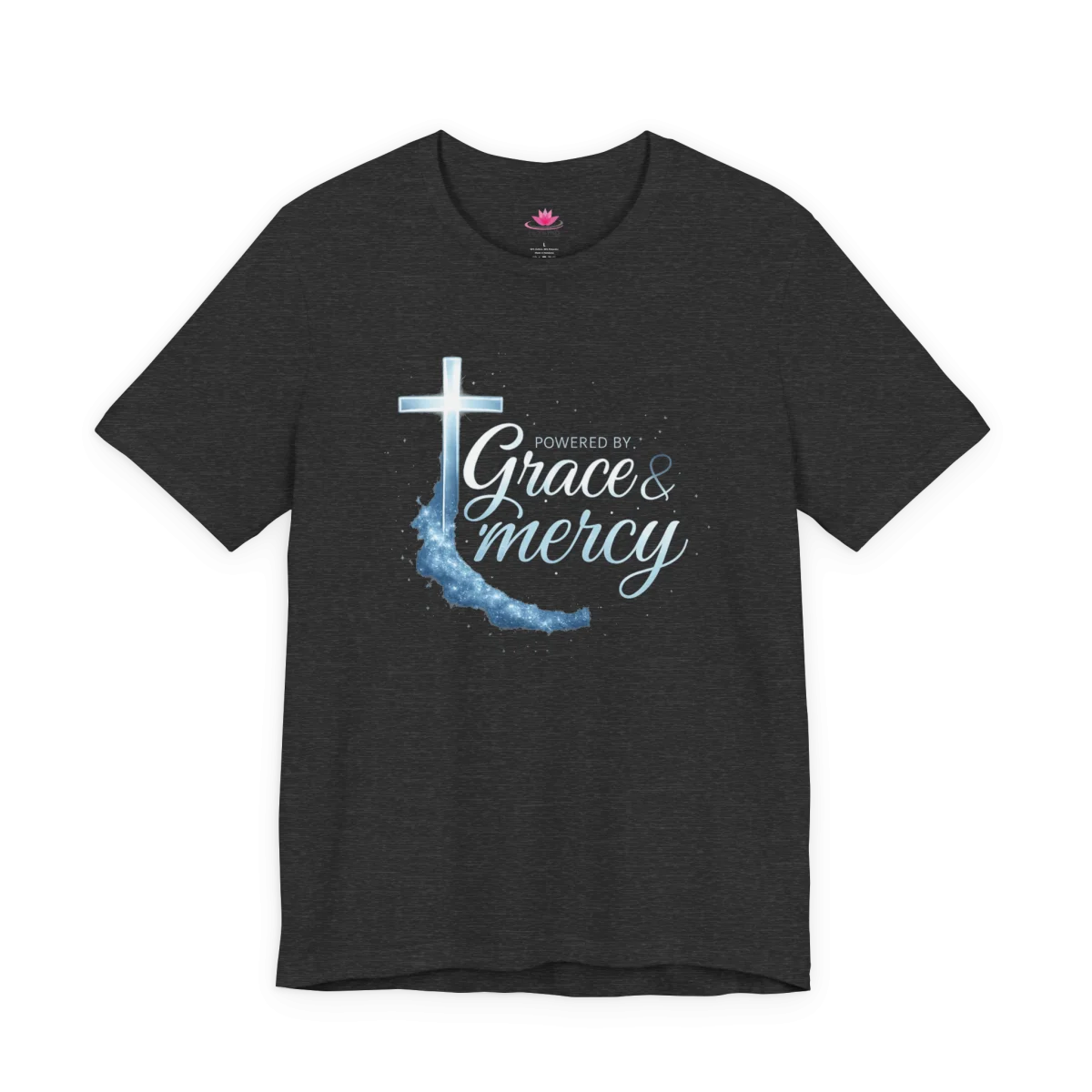 Powered by Grace & Mercy T-Shirt – Inspirational Christian Bible Verse Tee - Image 8 | Lily's Pad Studio