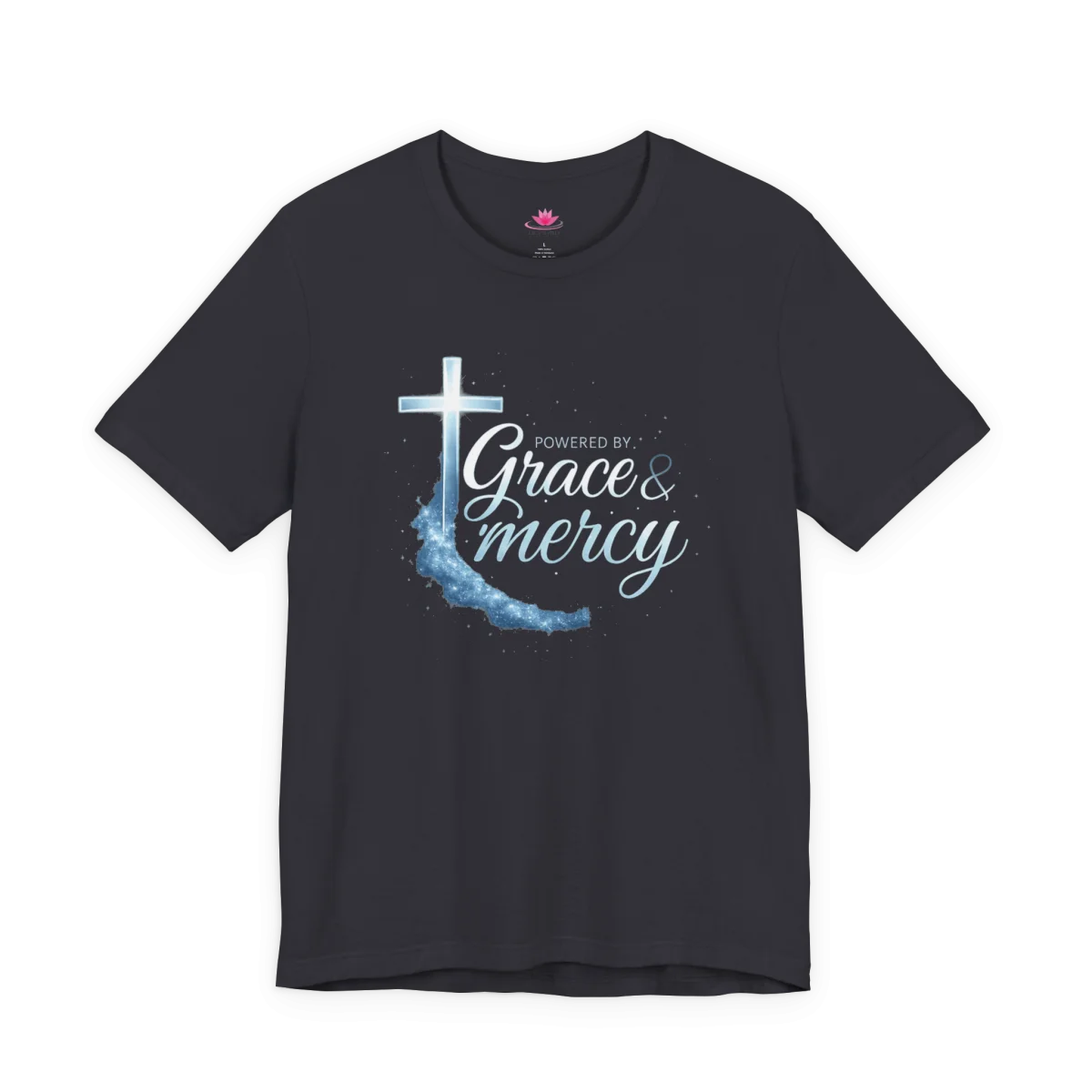 Powered by Grace & Mercy T-Shirt – Inspirational Christian Bible Verse Tee - Image 9 | Lily's Pad Studio