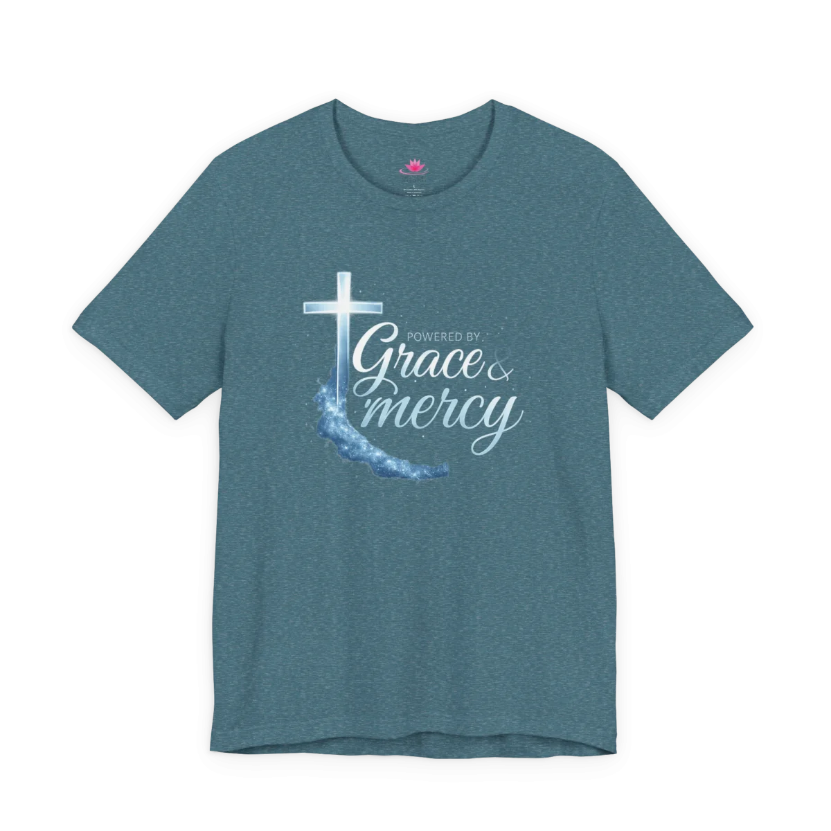 Powered by Grace & Mercy T-Shirt – Inspirational Christian Bible Verse Tee - Image 11 | Lily's Pad Studio