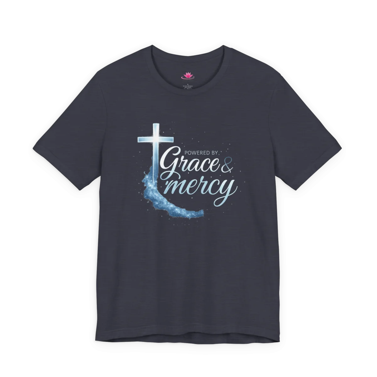 Powered by Grace & Mercy T-Shirt – Inspirational Christian Bible Verse Tee - Image 12 | Lily's Pad Studio