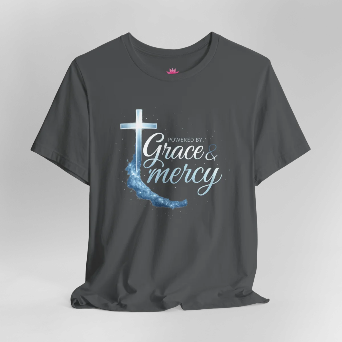 Powered by Grace & Mercy T-Shirt – Inspirational Christian Bible Verse Tee - Image 16 | Lily's Pad Studio