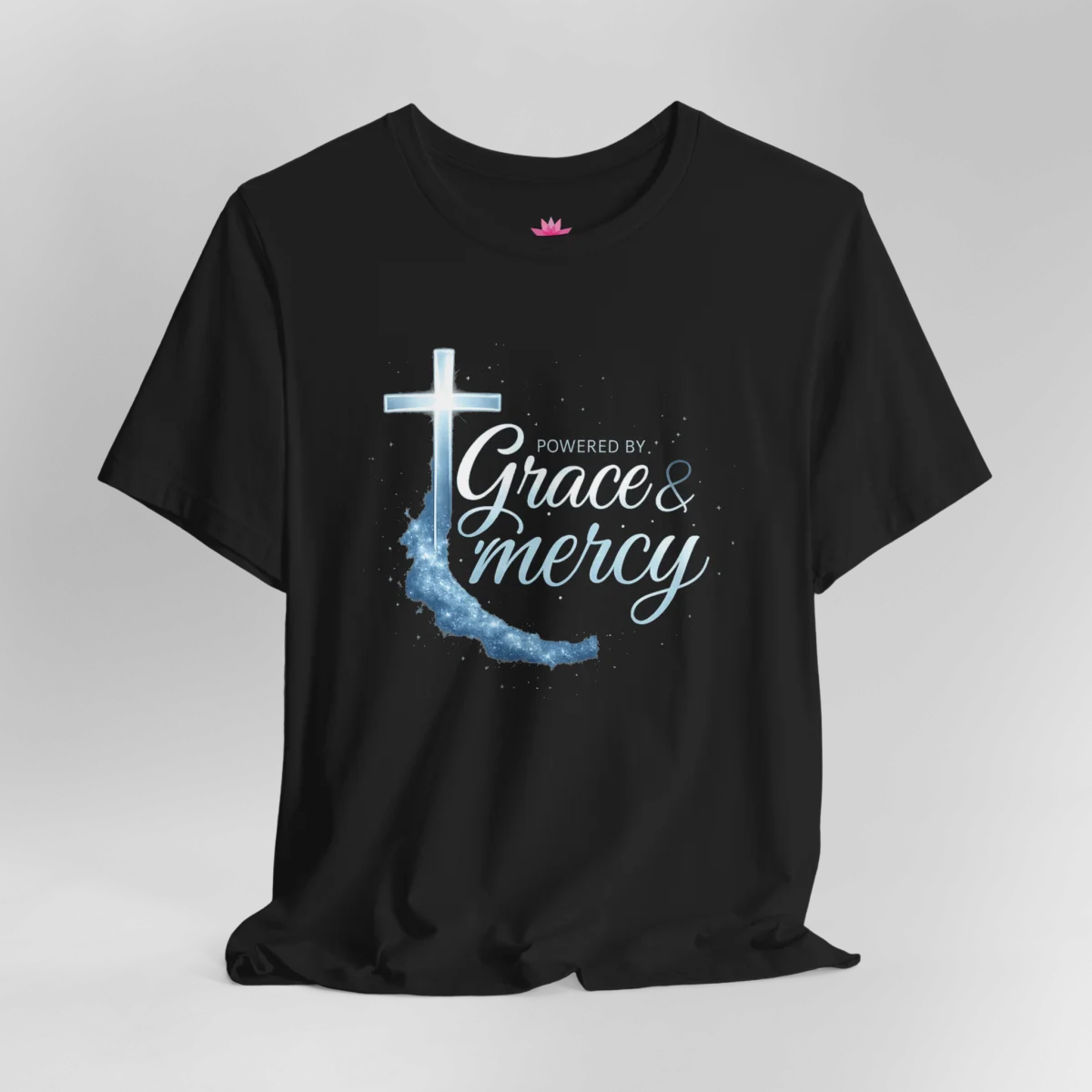 Powered by Grace & Mercy T-Shirt – Inspirational Christian Bible Verse Tee - Image 14 | Lily's Pad Studio