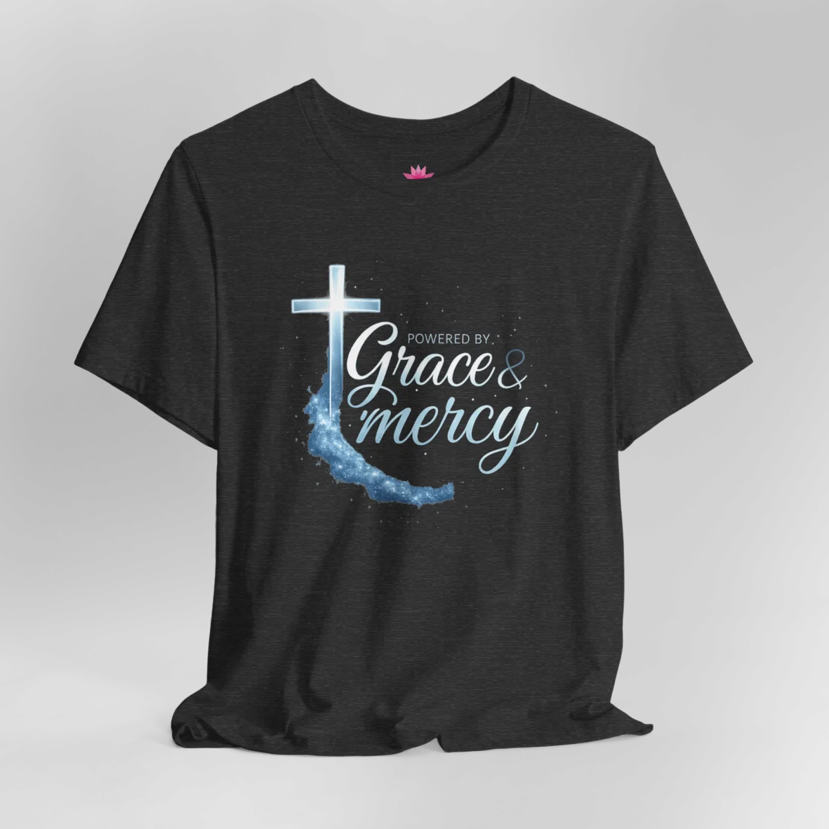 Powered by Grace & Mercy T-Shirt – Inspirational Christian Bible Verse Tee - Image 15 | Lily's Pad Studio
