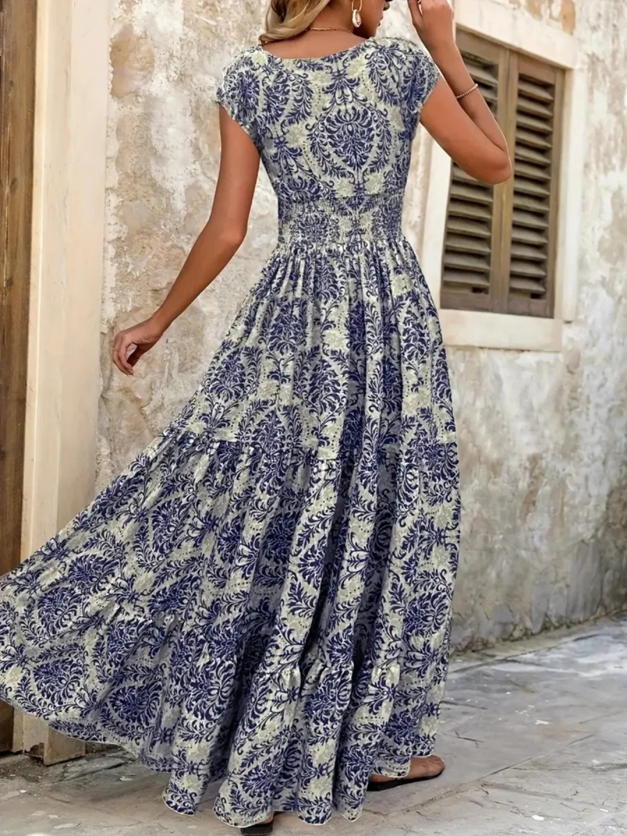 Printed Cap Sleeve Maxi Dress - Image 4 | Lily's Pad Studio