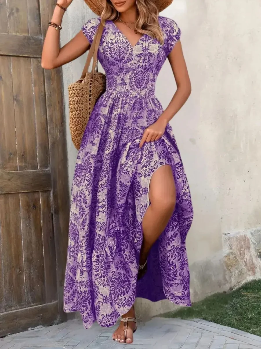 Printed Cap Sleeve Maxi Dress - Image 13 | Lily's Pad Studio