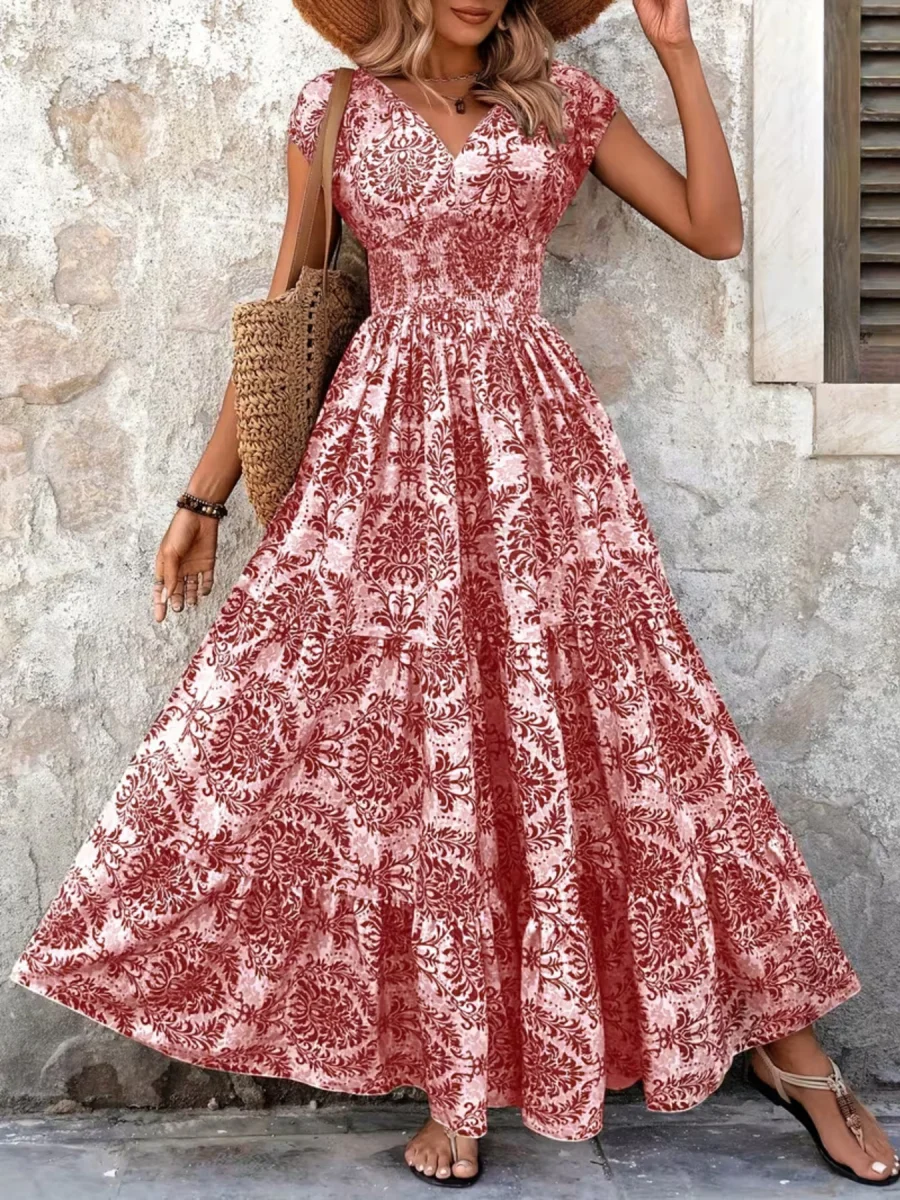Printed Cap Sleeve Maxi Dress - Image 15 | Lily's Pad Studio