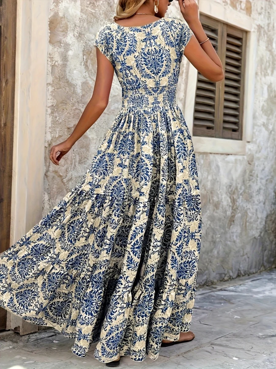Printed Cap Sleeve Maxi Dress - Image 22 | Lily's Pad Studio